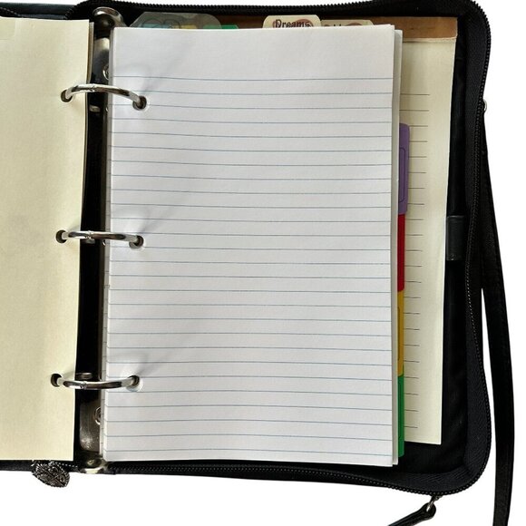 Vintage Brighton Black Leather 3 Ring Organizer - Binder , Shoulder Strap - Picture 6 of 10